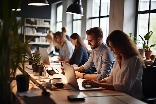 Grupo de jóvenes trabajando juntos Empresarios creativos en la oficina moderna