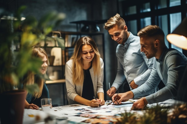 Grupo de jóvenes trabajando juntos Empresarios creativos en la oficina moderna