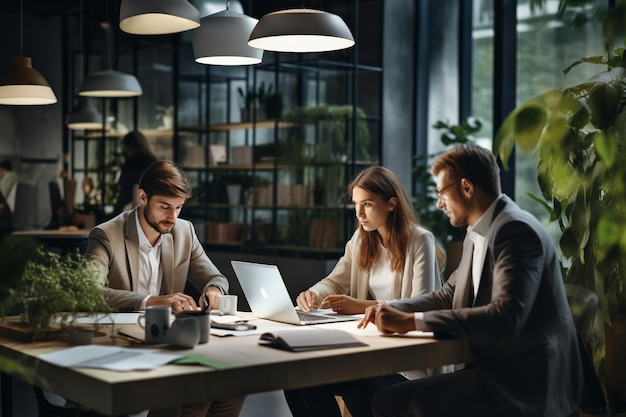 Grupo de jóvenes trabajando juntos Empresarios creativos en la oficina moderna