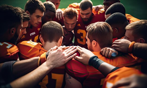 Foto un grupo de jugadores de fútbol preparándose para el juego