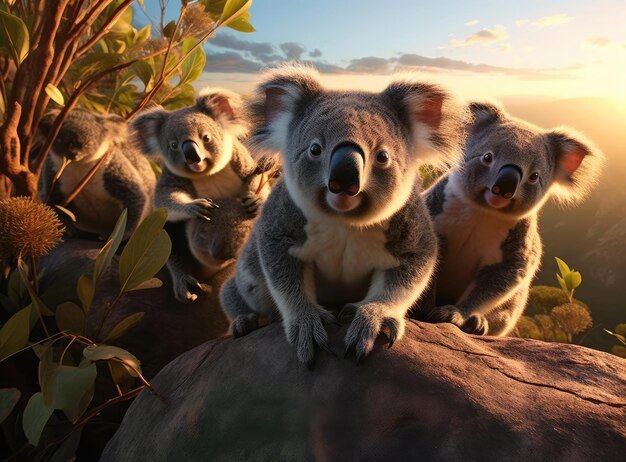 Un grupo de koalas