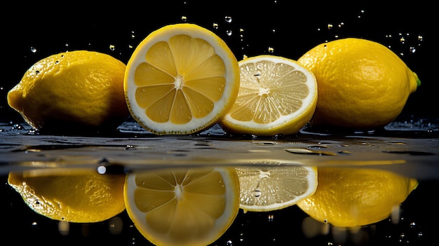 Foto un grupo de limones en agua