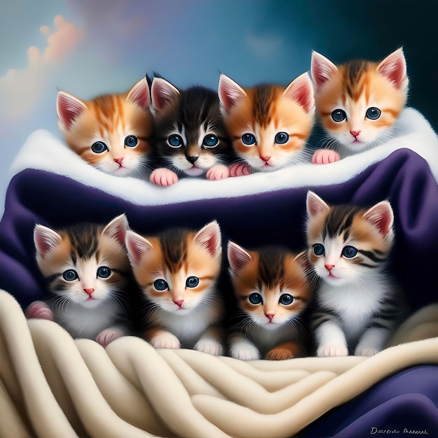 Foto grupo de lindos gatitos