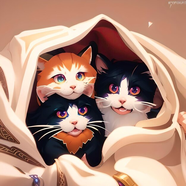 Grupo de lindos gatitos