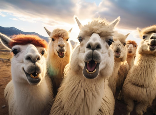 un grupo de llamas