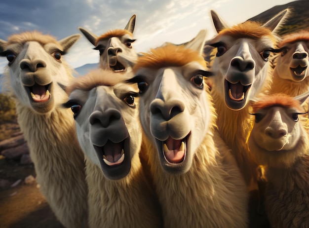 un grupo de llamas