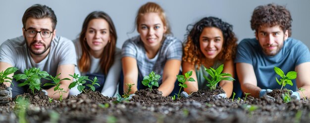 Foto un grupo de maestros voluntarios para un papel tapiz comunitario