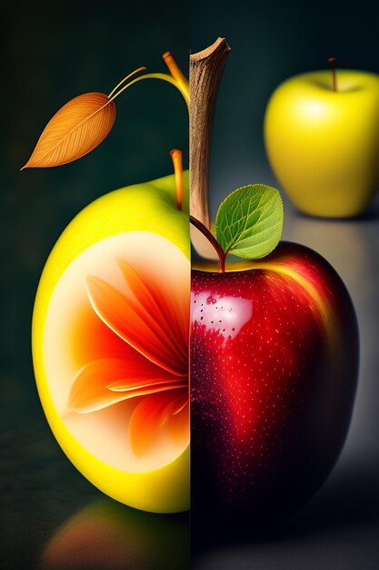 Un grupo de manzanas con una manzana en la parte superior