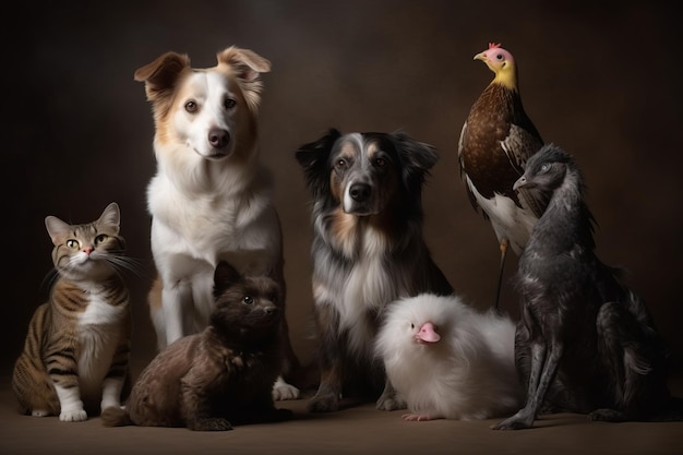 Grupo de Mascotas con Perro Border Collie