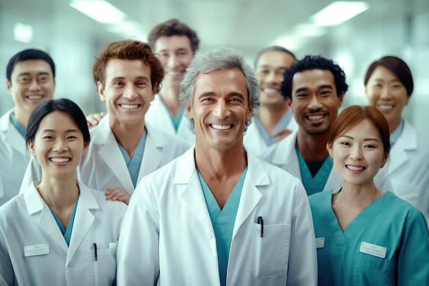 Un grupo de médicos parados en el pasillo de un hospital
