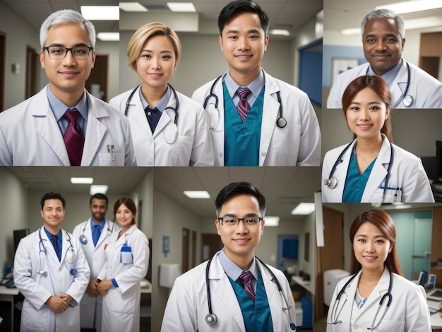 un grupo de médicos posando para una foto en una habitación del hospital con un paciente