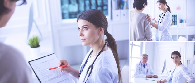 Grupo de médicos revisando radiografías en un hospital