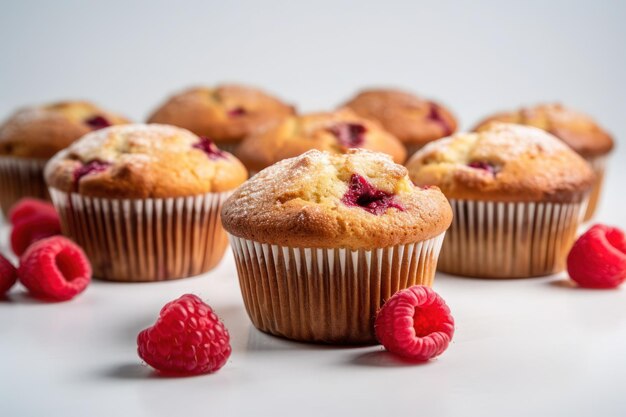 Un grupo de muffins de frambuesa