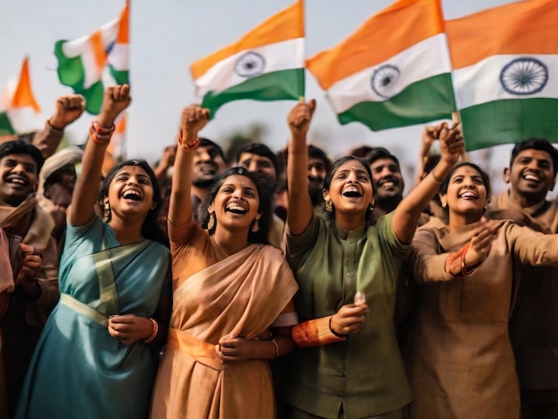 un grupo de mujeres con la bandera en el fondo están celebrando