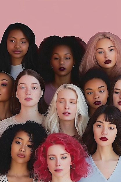 un grupo de mujeres con cabello de diferente color