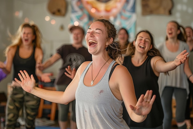 Un grupo de mujeres en una clase de baile