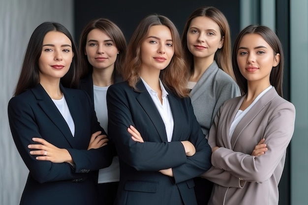 Un grupo de mujeres ejecutivas de negocios que confían en un retrato posando no en personas reales Ai generativo