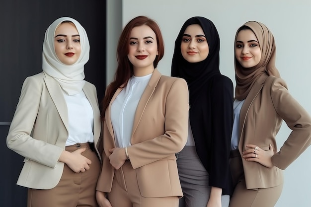 Un grupo de mujeres ejecutivas de negocios que confían en un retrato posando no en personas reales Ai generativo