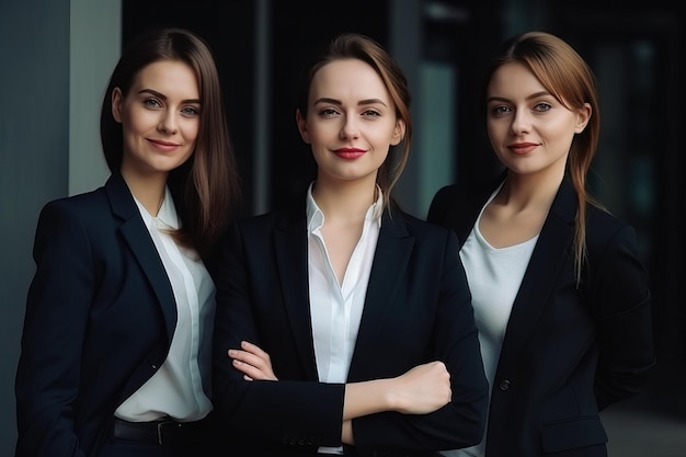 Un grupo de mujeres ejecutivas de negocios que confían en un retrato posando no en personas reales Ai generativo