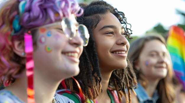 Foto un grupo de mujeres jóvenes unidas