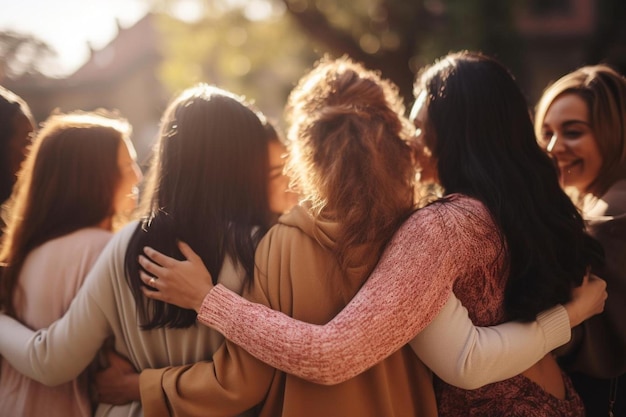 Foto un grupo de mujeres de pie una al lado de la otra