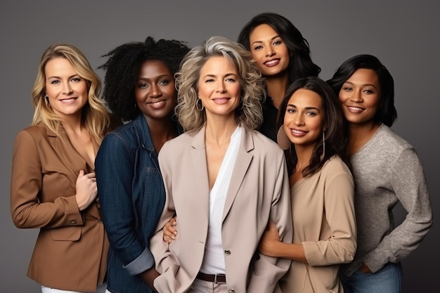 Grupo de mujeres de pie en un estudio