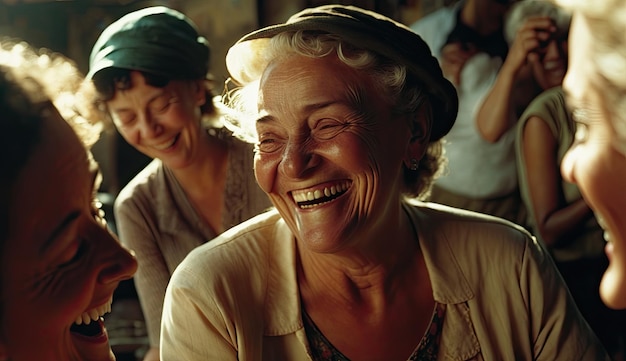 Un grupo de mujeres riendo y sonriendo juntas