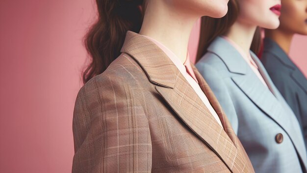 Un grupo de mujeres en trajes de negocios de pie una al lado de la otra