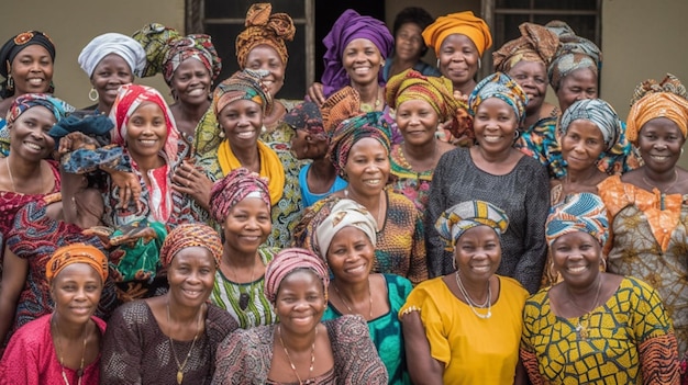 Un grupo de mujeres se unen en un grupo.