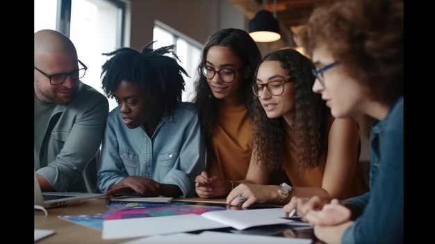 Foto grupo multicultural de colegas colaborando em um c _24xjpg