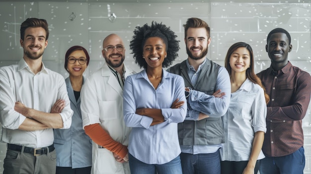 Foto grupo multiétnico diverso con una variedad de trabajos