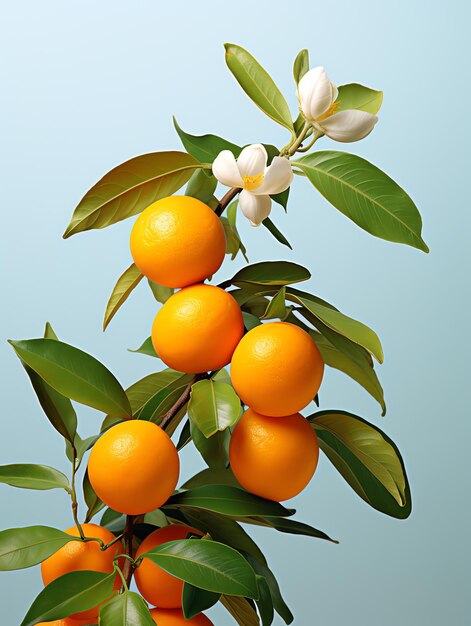 Foto un grupo de naranjas en un árbol