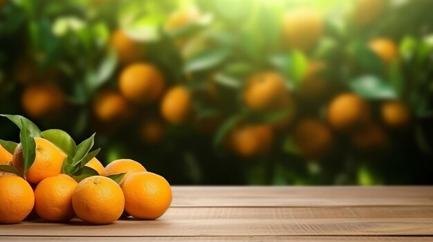 Un grupo de naranjas frescas en una mesa de madera rústica