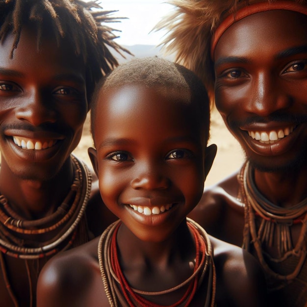 un grupo de niños con barbas negras y sonrisas que dicen feliz
