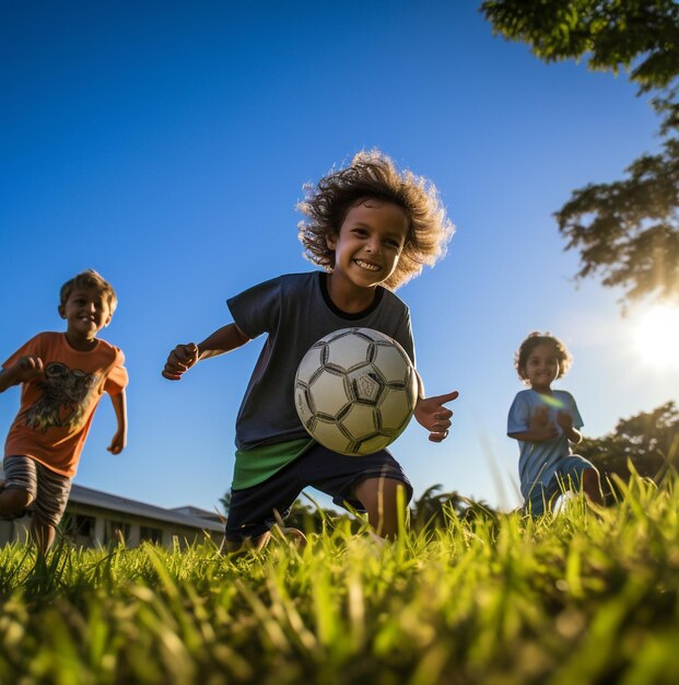 Foto un grupo de niños divirtiéndose en el parque.