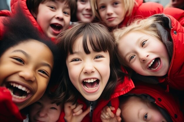 Grupo de niños felices multicultural