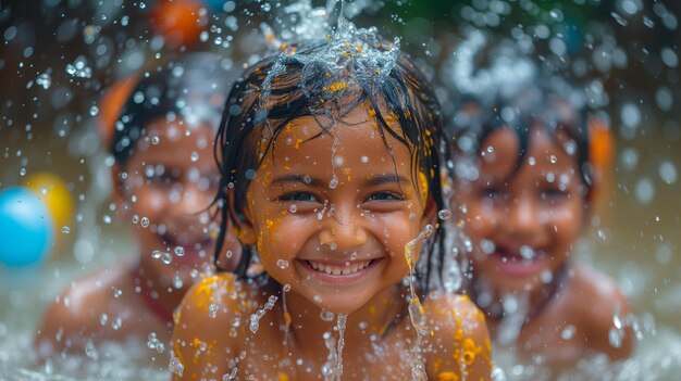 Grupo de niños jugando en el agua