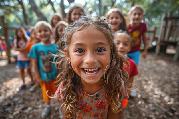 Un grupo de niños jugando en un parque