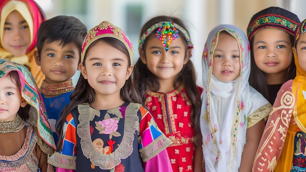 Foto un grupo de niños posan para una foto