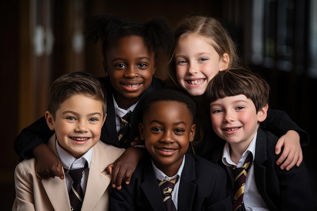 Un grupo de niños posando para una foto