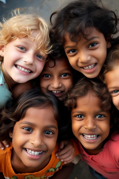 Un grupo de niños sonríen para la cámara.