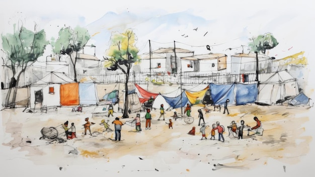 Un grupo de niños vive en un campo de refugiados.