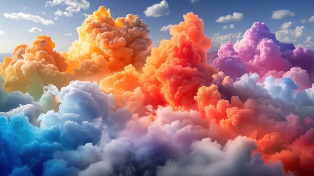 Foto grupo de nubes interconectadas flotando en el cielo azul