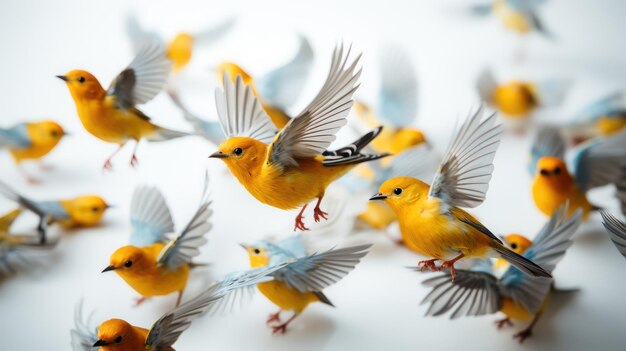 un grupo de pájaros coloridos están volando en formación UHD papel tapiz