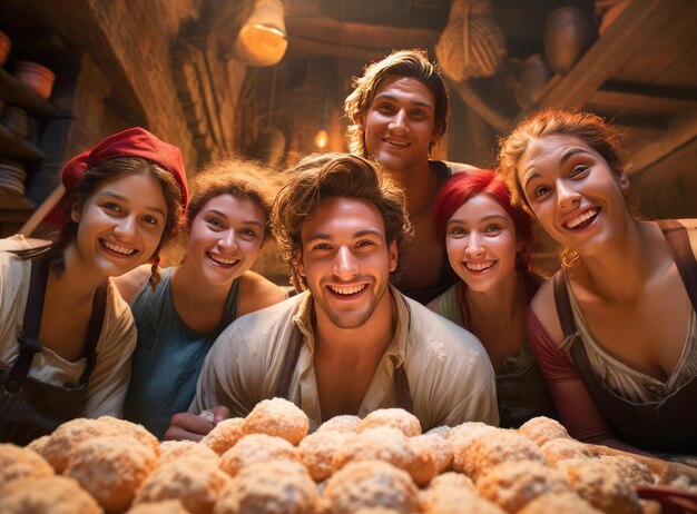 Foto un grupo de panaderos mirando a la cámara