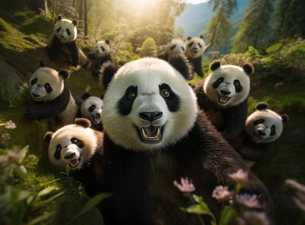 Un grupo de pandas