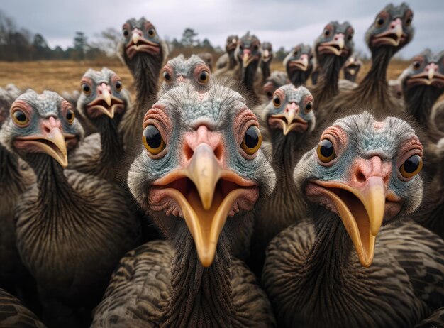 Un grupo de pavos