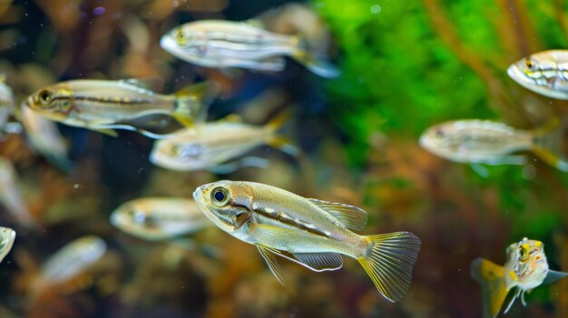 Grupo de peces que nadan en el acuario