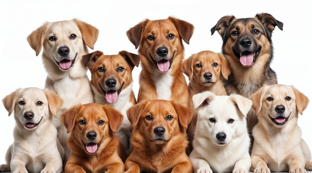 Un grupo de perros felices y sonrientes