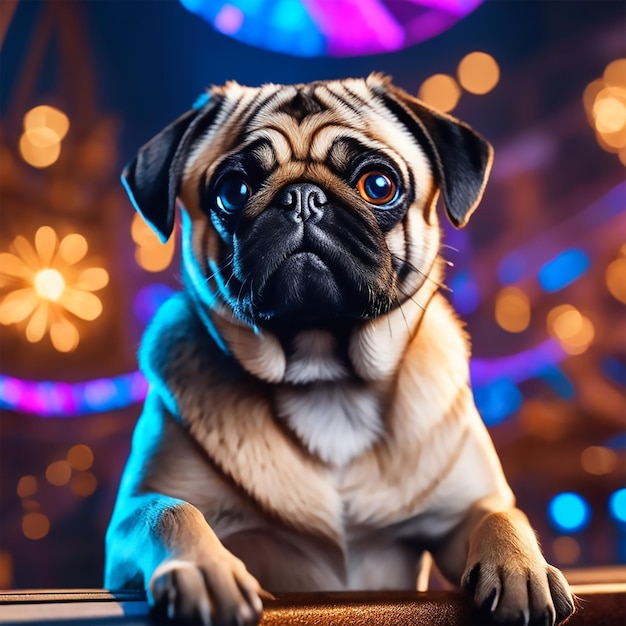 Un Grupo De Perros Pug En Una Rave En Un Estilo Renacentista Hd Uhd 4k Línea Fina Enfoque Fino